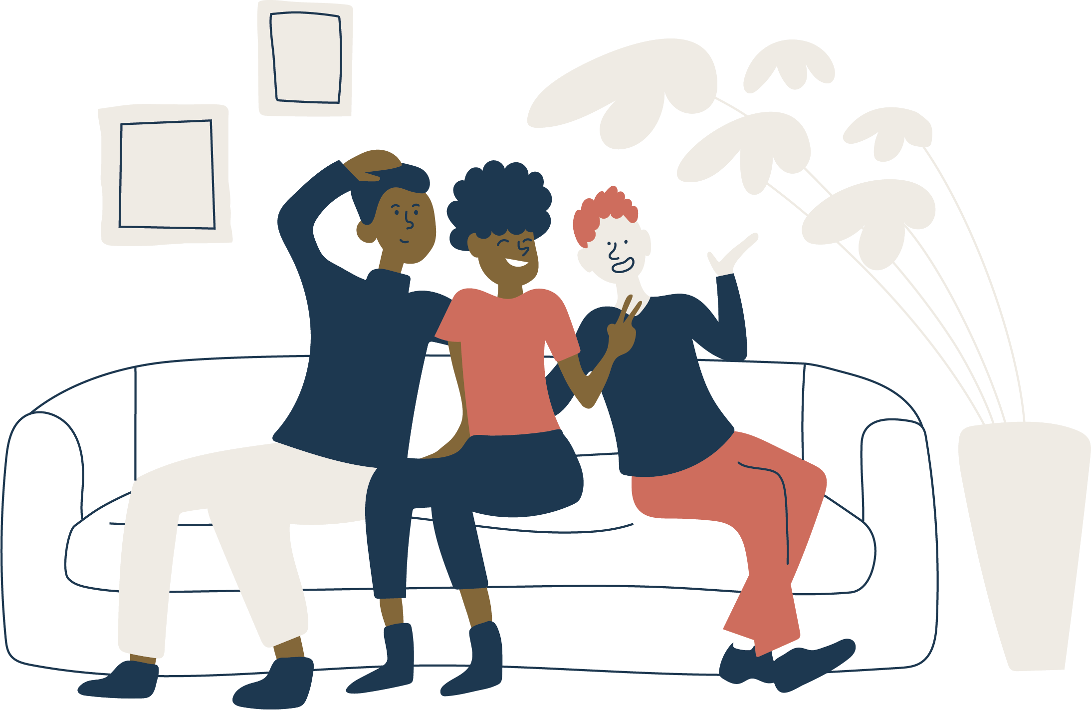 Colocataires sur un canapé